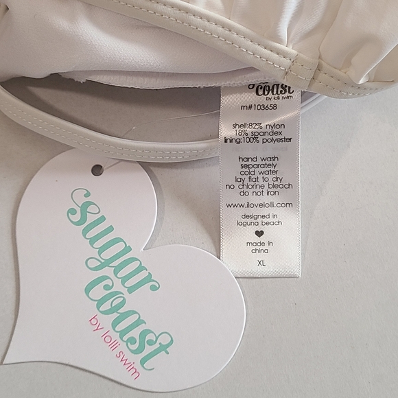 Sugar Coast By Lolli Swim White Ruffle Flounce Bandaeu Womens Swimsuit XL NWT - Picture 4 of 11